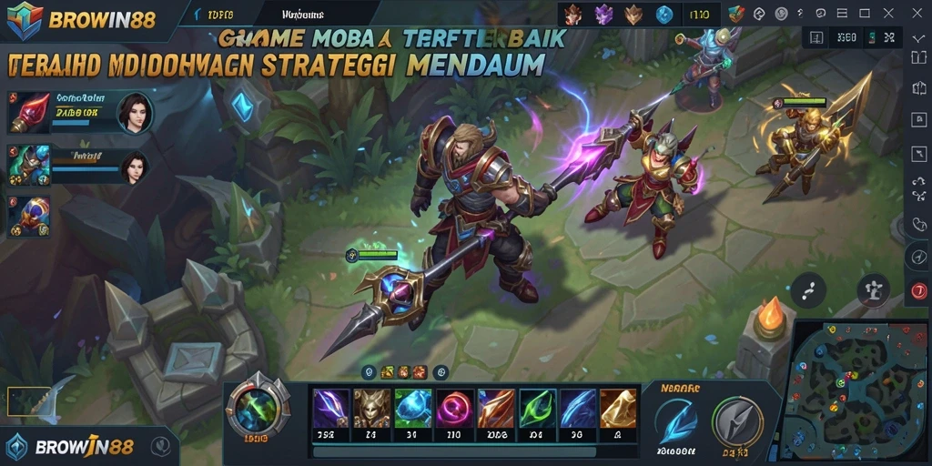 Screenshot gameplay BROWIN88 menampilkan pertempuran hebat antar tim.