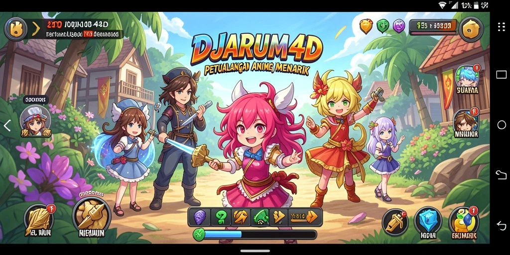 Tampilan gameplay DJARUM4D yang menampilkan aksi karakter anime.