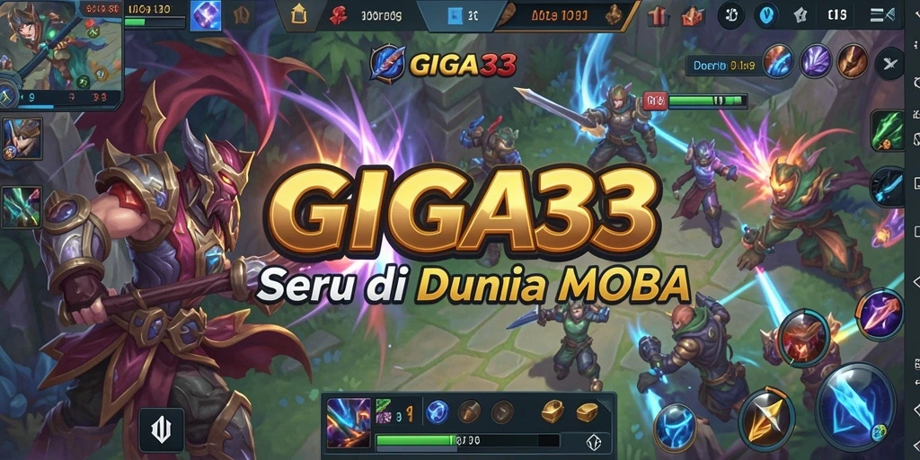 Tampilan gameplay GIGA33 saat bertempur di arena MOBA.