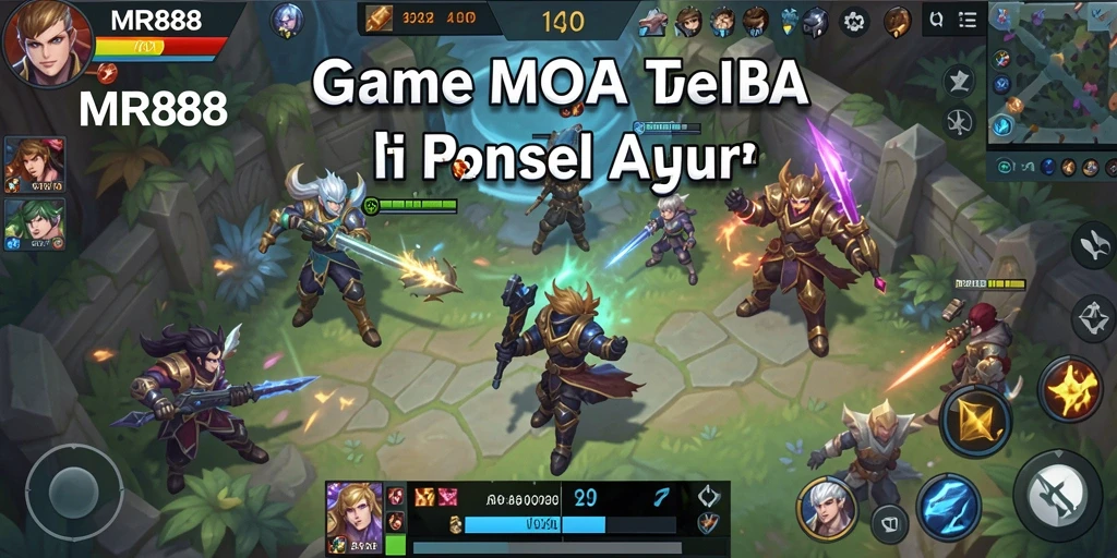 Screenshot MR888 menampilkan serunya gameplay MOBA yang dinamis.