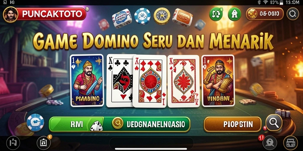 Screenshot gameplay PUNCAKTOTO yang menampilkan keseruan bermain Domino.