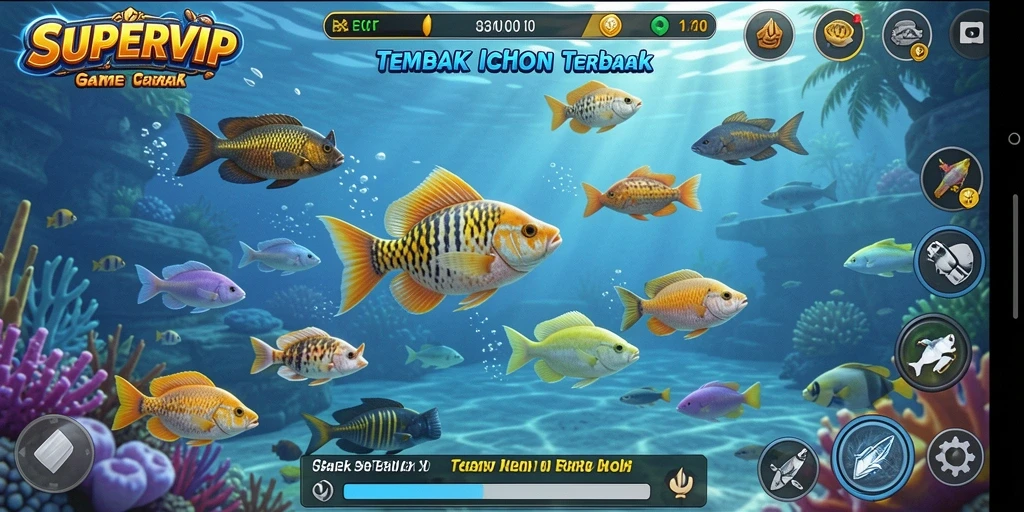 Tampilan gameplay <strong>SUPERVIP</strong> yang penuh aksi Tembak Ikan.